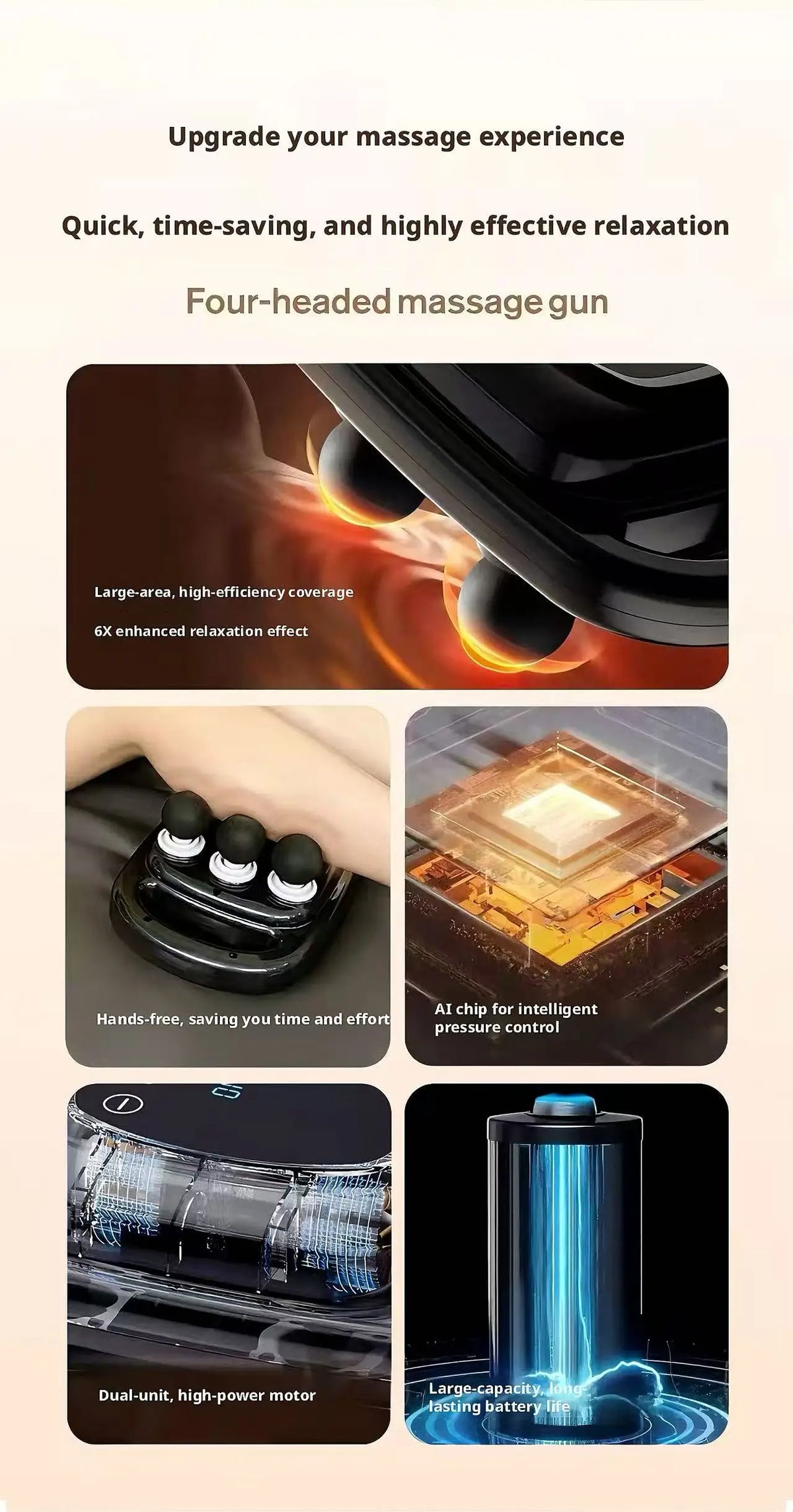 High-Power Portable Oscillating Massage Gun with Six-Head Deep Tissue Muscle Relaxation Device for Home Use