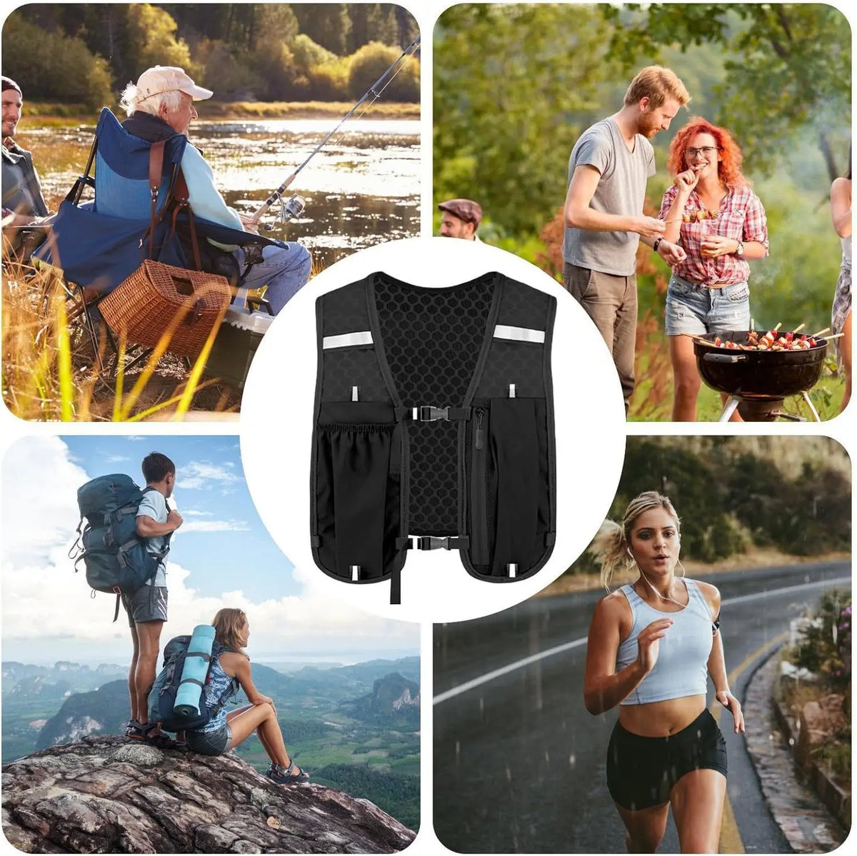 New Running Water Bottle Storage Vest Lightweight Running Vest Reflective Hydration Water Chest Pack With Phone Holder