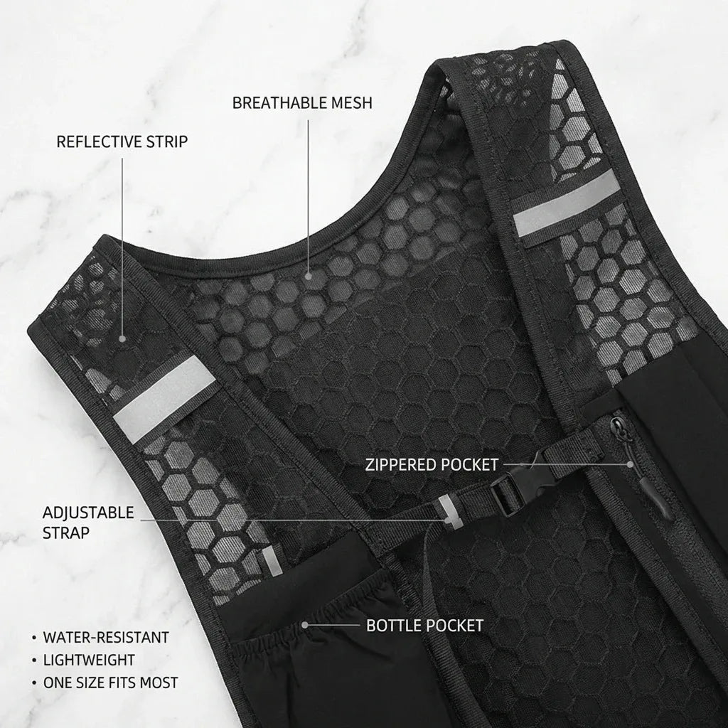 New Running Water Bottle Storage Vest Lightweight Running Vest Reflective Hydration Water Chest Pack With Phone Holder