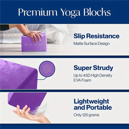 3pcs Set with Two Yoga Blocks+Resistance Bands, EVA Yoga Blocks, Stretching Resistance Bands Suitable for Beginner Yoga, Stretch