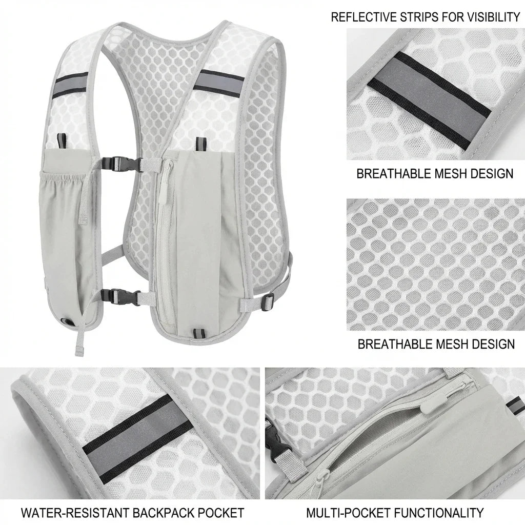 New Running Water Bottle Storage Vest Lightweight Running Vest Reflective Hydration Water Chest Pack With Phone Holder