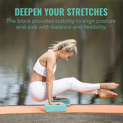 3pcs Set with Two Yoga Blocks+Resistance Bands, EVA Yoga Blocks, Stretching Resistance Bands Suitable for Beginner Yoga, Stretch