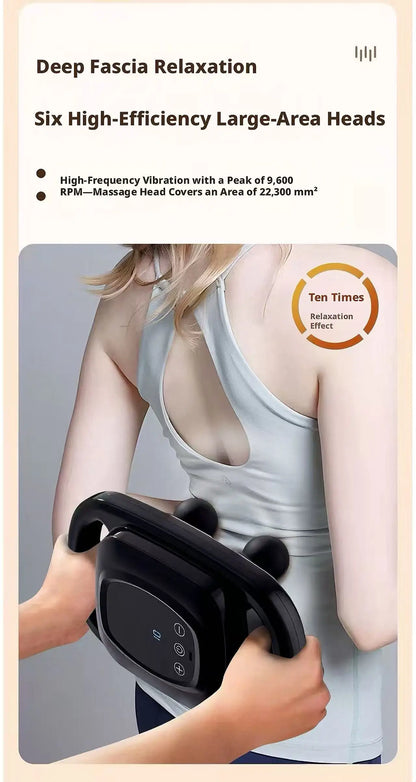 High-Power Portable Oscillating Massage Gun with Six-Head Deep Tissue Muscle Relaxation Device for Home Use