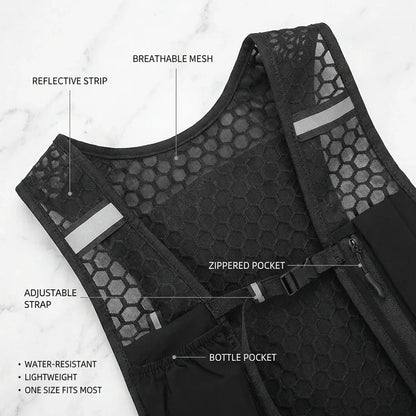 New Running Water Bottle Storage Vest Lightweight Running Vest Reflective Hydration Water Chest Pack With Phone Holder