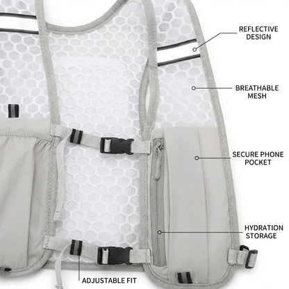 New Running Water Bottle Storage Vest Lightweight Running Vest Reflective Hydration Water Chest Pack With Phone Holder