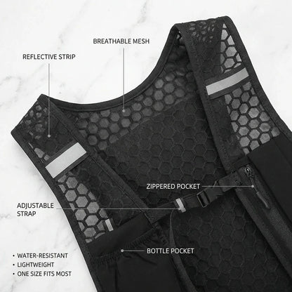 New Running Water Bottle Storage Vest Lightweight Running Vest Reflective Hydration Water Chest Pack With Phone Holder