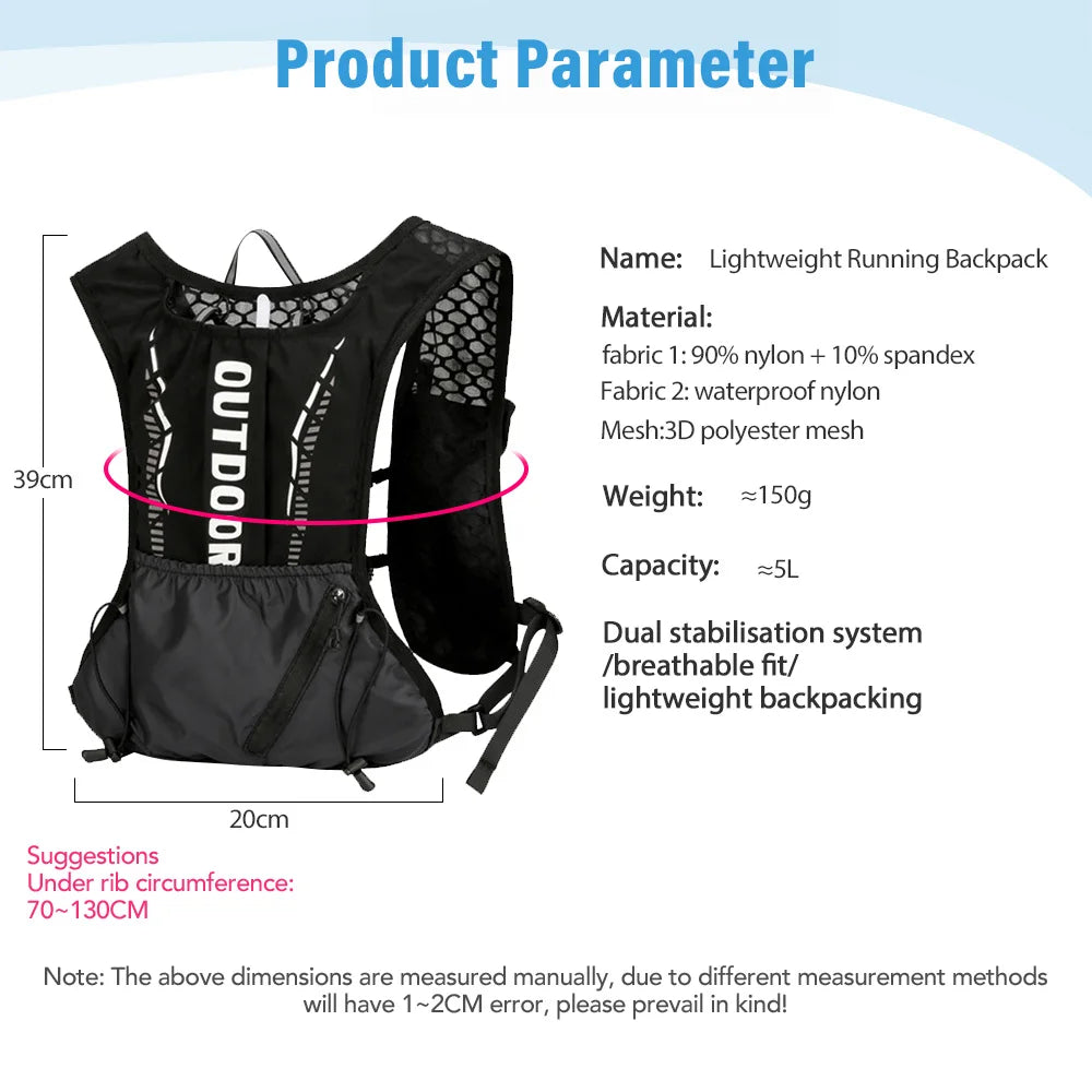 Outdoor Lightweight Backpack Trail Running Backpack Cycling Bag Mountaineering Backpack Hiking Backpack Hydration Backpack